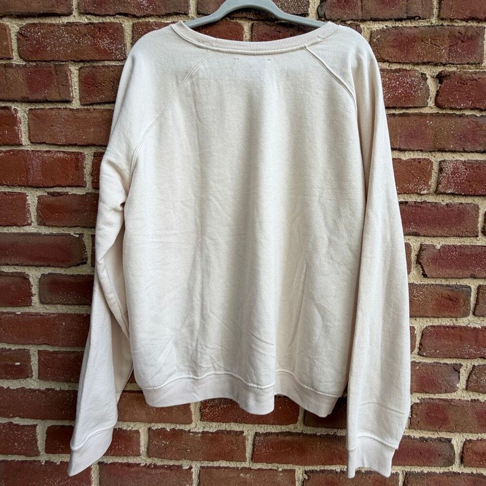 Anthropologie Maeve Animal Friends Crew Neck Pullover Sweatshirt Cream 2X NEW - Picture 6 of 12